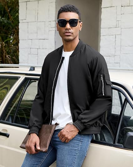 Polu Men's Bomber Jacket Lightweight Windbreaker Spring Fall