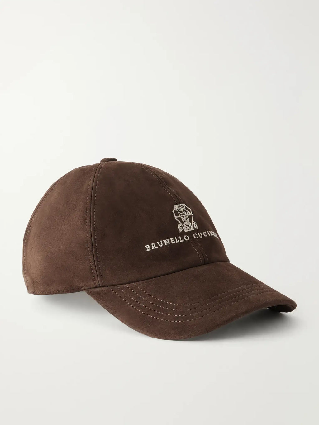 B CUCINELLI Logo-Embroidered Suede Cap
