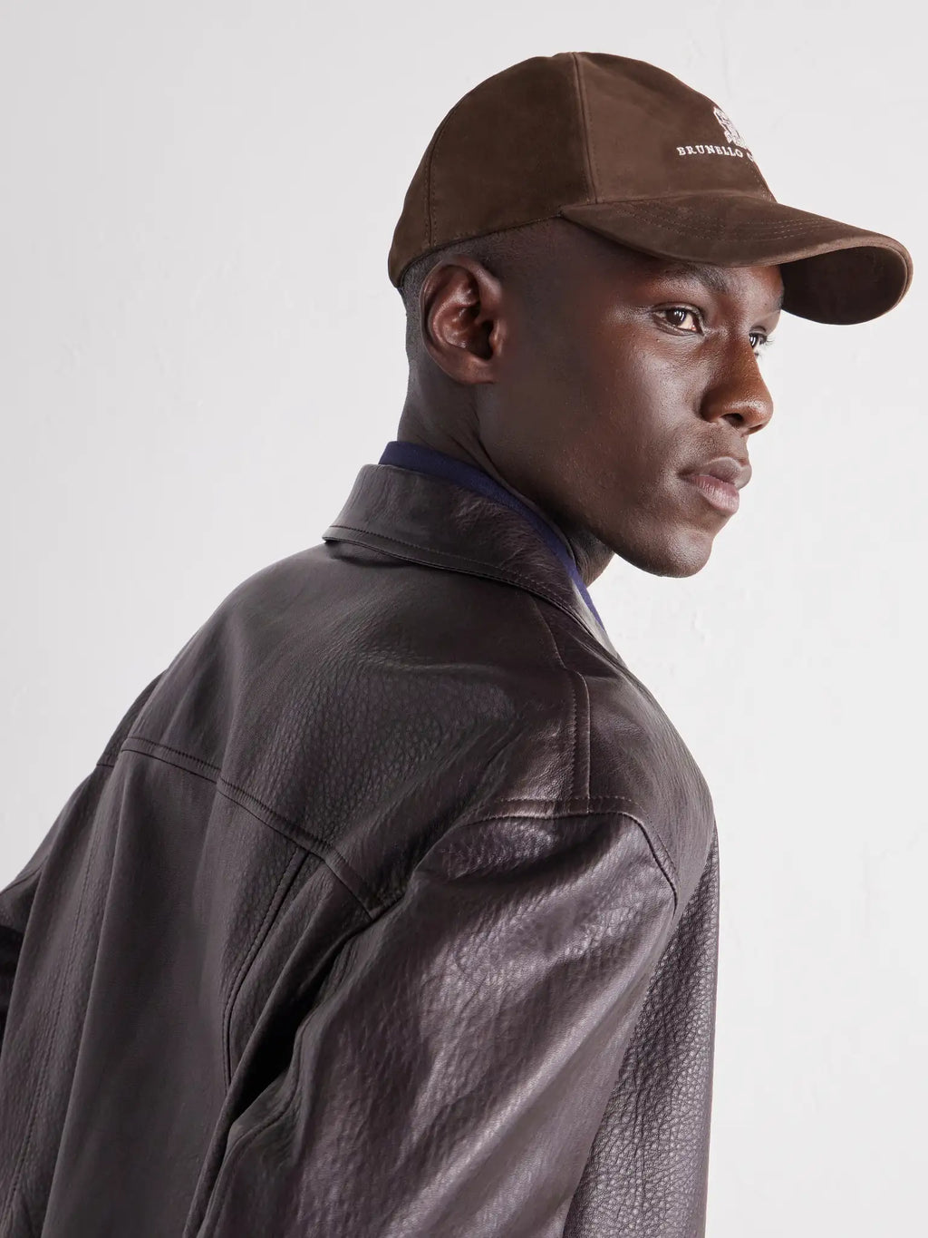 B CUCINELLI Logo-Embroidered Suede Cap